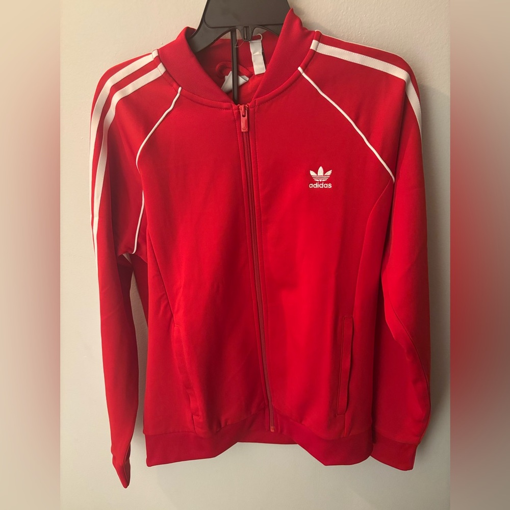 Adidas Bold Red Jacket with White Accents